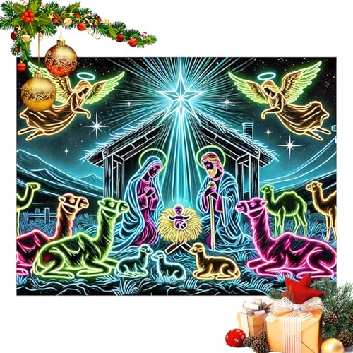 Tapisserie de la Nativité réactive aux UV pour illuminer votre dortoir et vos soirées