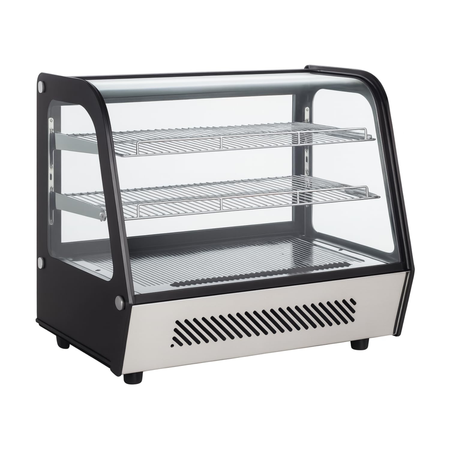 Vitrina refrigerada de encimera de 120 L, frío ventilado, 0 / +12 °C, doble acristalamiento, acero inoxidable, puertas correderas traseras