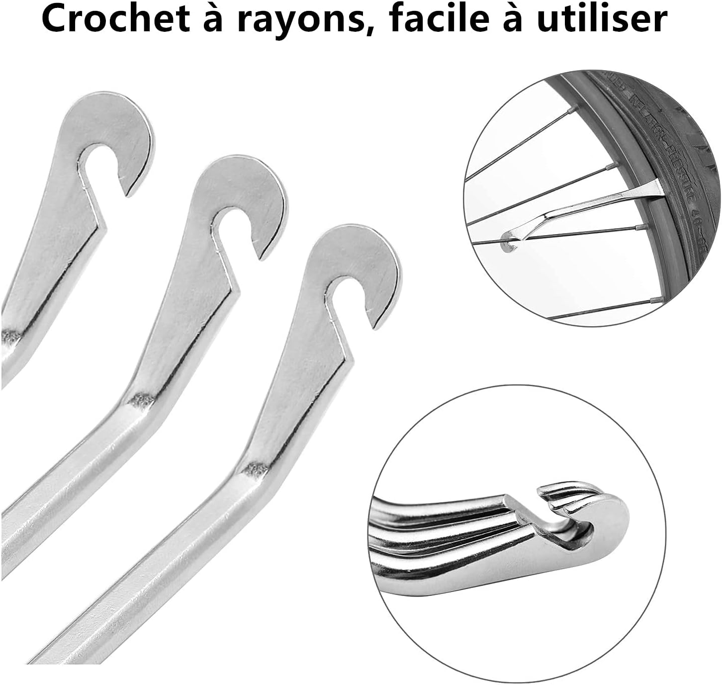 LATRAT 3 x Metal Bike Tyre Remover, Spoon Tyre Levers Set, Stainless