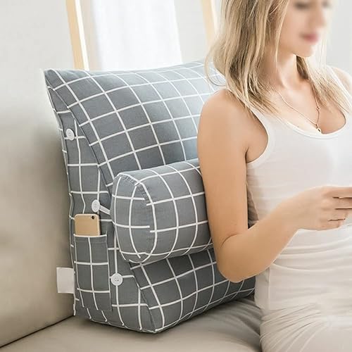 Miniatura 2 de WAYUTO - Cojín triangular para respaldo de lectura, soporte para sofá cama y cabecera tapizada con funda extraíble y lavable de 23.5 pulgadas