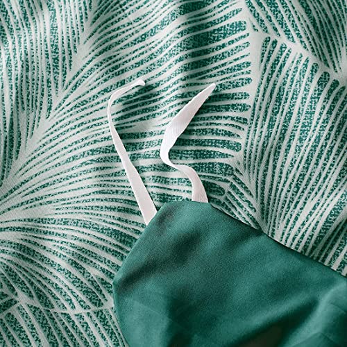 Housse de couette 200x200 cm verte réversible et ses 2 taies d'oreiller 65x65 cm - 7