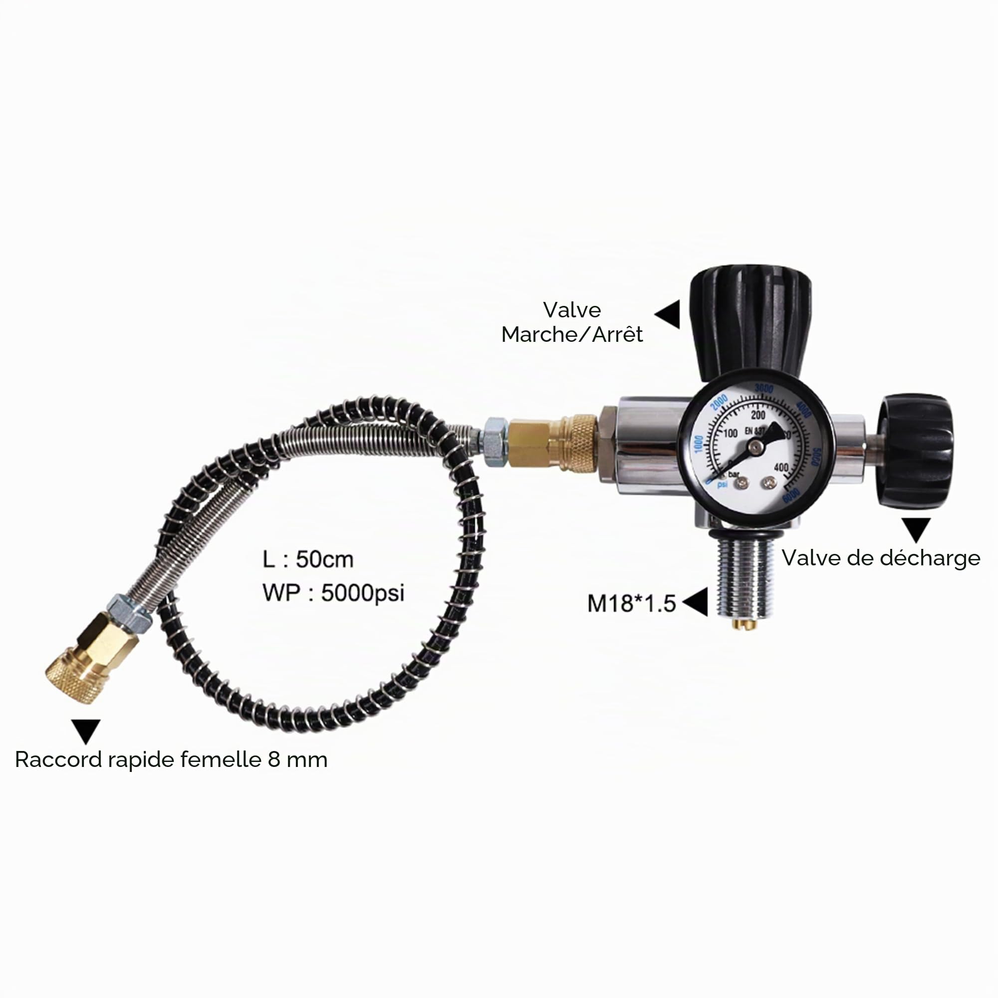 TUXING 3L 4500psi en fibre de carbone réservoir d'air (bouteille vide) & Paintball station de remplissage avec manomètre en aluminium régulateur de valve compteur pour PCP jeu