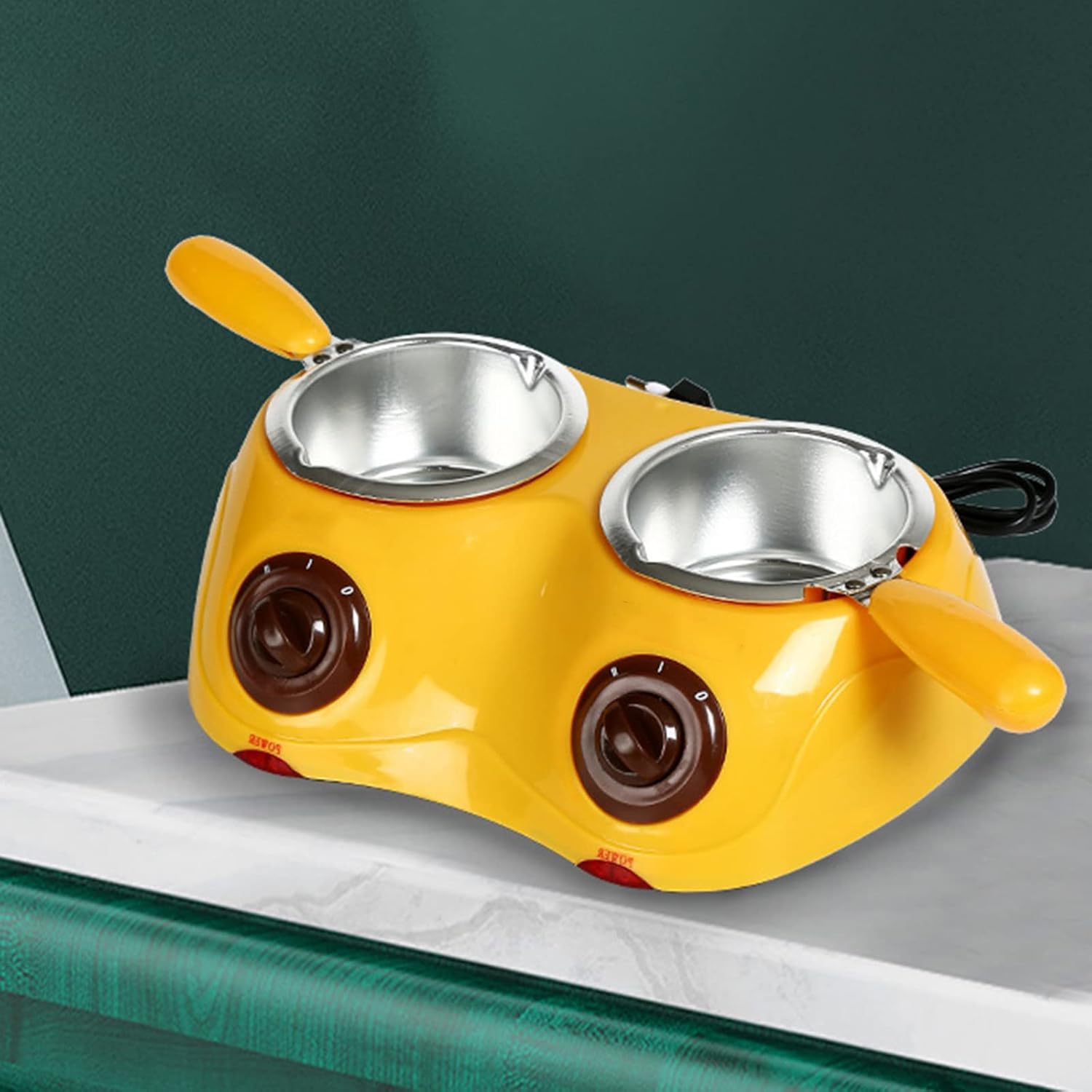 Chocolate Melting Pot, Electric Fondue Melter Machine Set, with Double Melting Pot, Melting Pot for Home Milk Chocolate, Cheese, Butter, Candy Making, Kitchen Tool