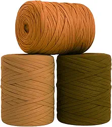 SYMEON Fio de Malha 1kg Ecologico Residual 140m Artesanato Crochê (Tons de marrom)