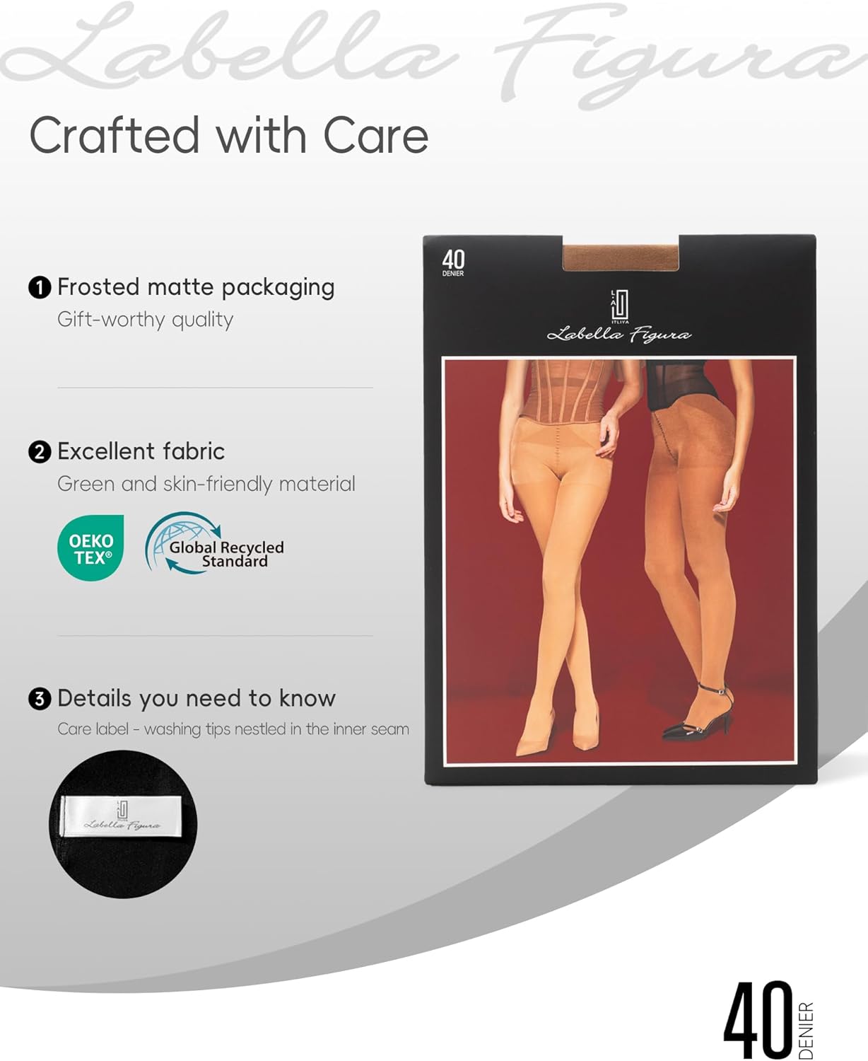 LABELLA Plus Size Tights for Women, Run-resistant Pantyhose for Women,Stay-Up Highly Stretch Waistband, Control Top Tights - Image 6