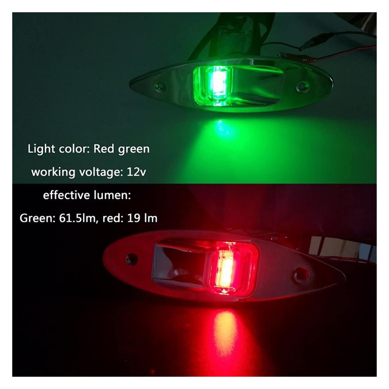 Luces de navegación 12V 1 par DIRIGIÓ Lámpara de Advertencia de la señal de la luz de la navegación roja+Verde de la navegación.RV Luces de navegación Lateral Naturaleza Blanco