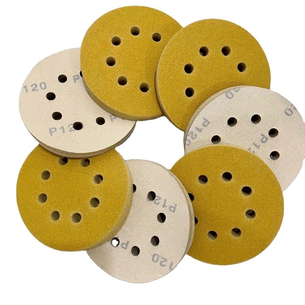 Carta vetrata al corindone marrone 10 pezzi Carta vetrata ad anello da 125 mm grana 60#-800#, 240
