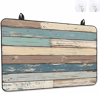 Stove Top Covers for Electric Stove, Blue Brown Beige Farmhouse Induction Cooktop Cover Protector, Vintage Wood Range Mat for Glass Top Stove, Dish Drying Mat Kitchen Countertop, 24"x21"