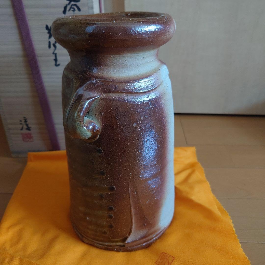 Amazon.co.jp: 63・備前焼 伊勢崎淳 人間国宝 重要無形文化財 花瓶 共