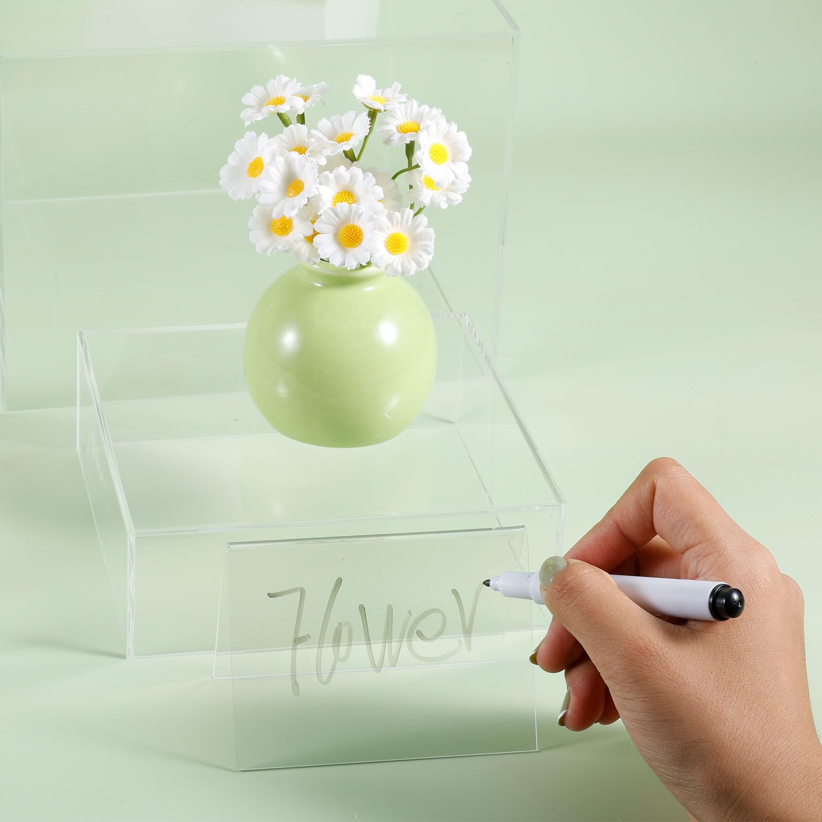 PEUTIER 4pcs Rehausseurs Buffet avec Logo Table, 1,97x2,36x2,76x3,15cm Présentoirs à Aliments Acrylique Transparent Présentoirs à Cupcakes Rehausseurs Buffet fête pour Desserts Bonbons Artisanat