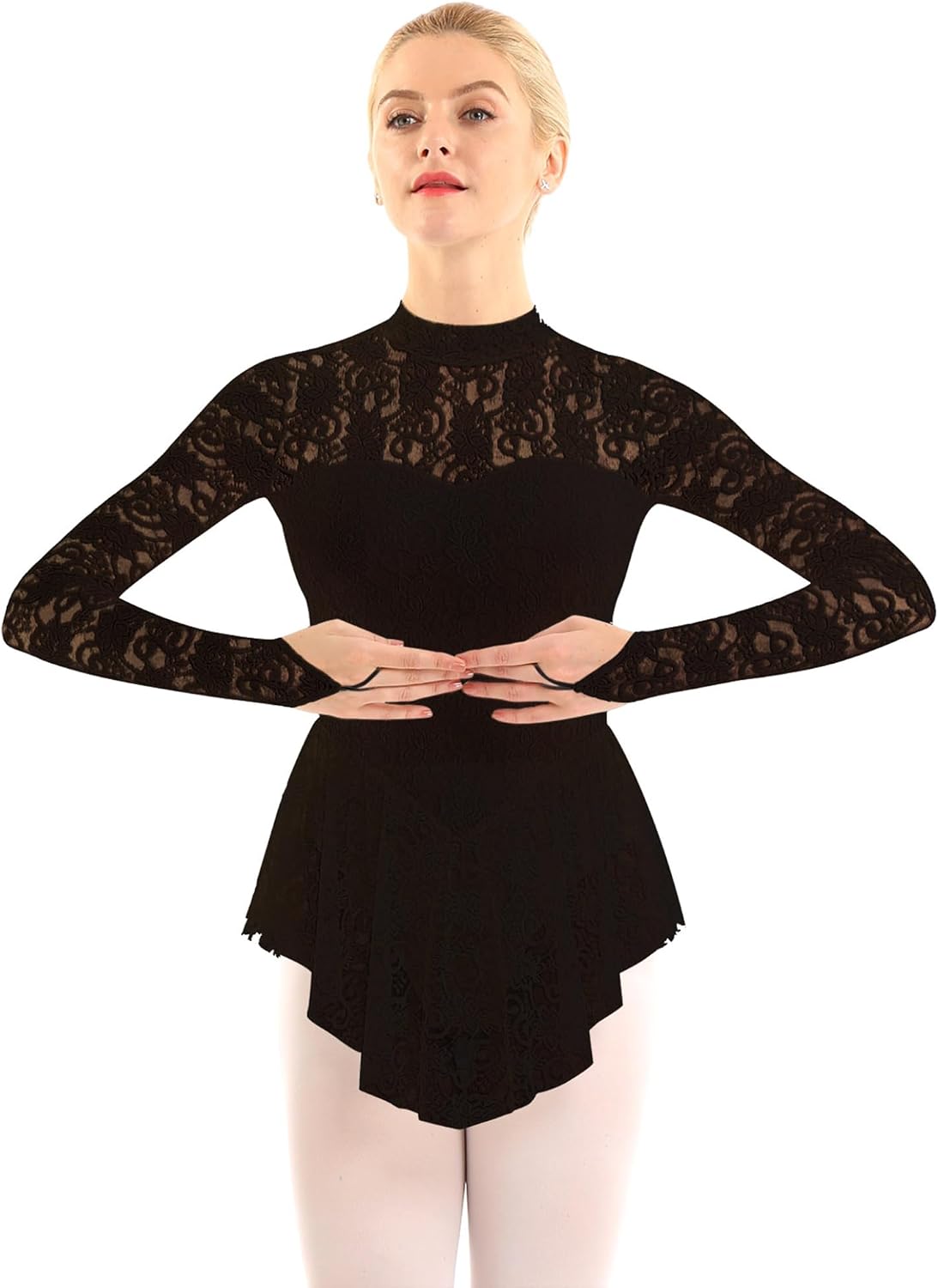 Graceful Figure Skating Mock Neck Elegant Soft Workout Flexible Comfortable Breathable