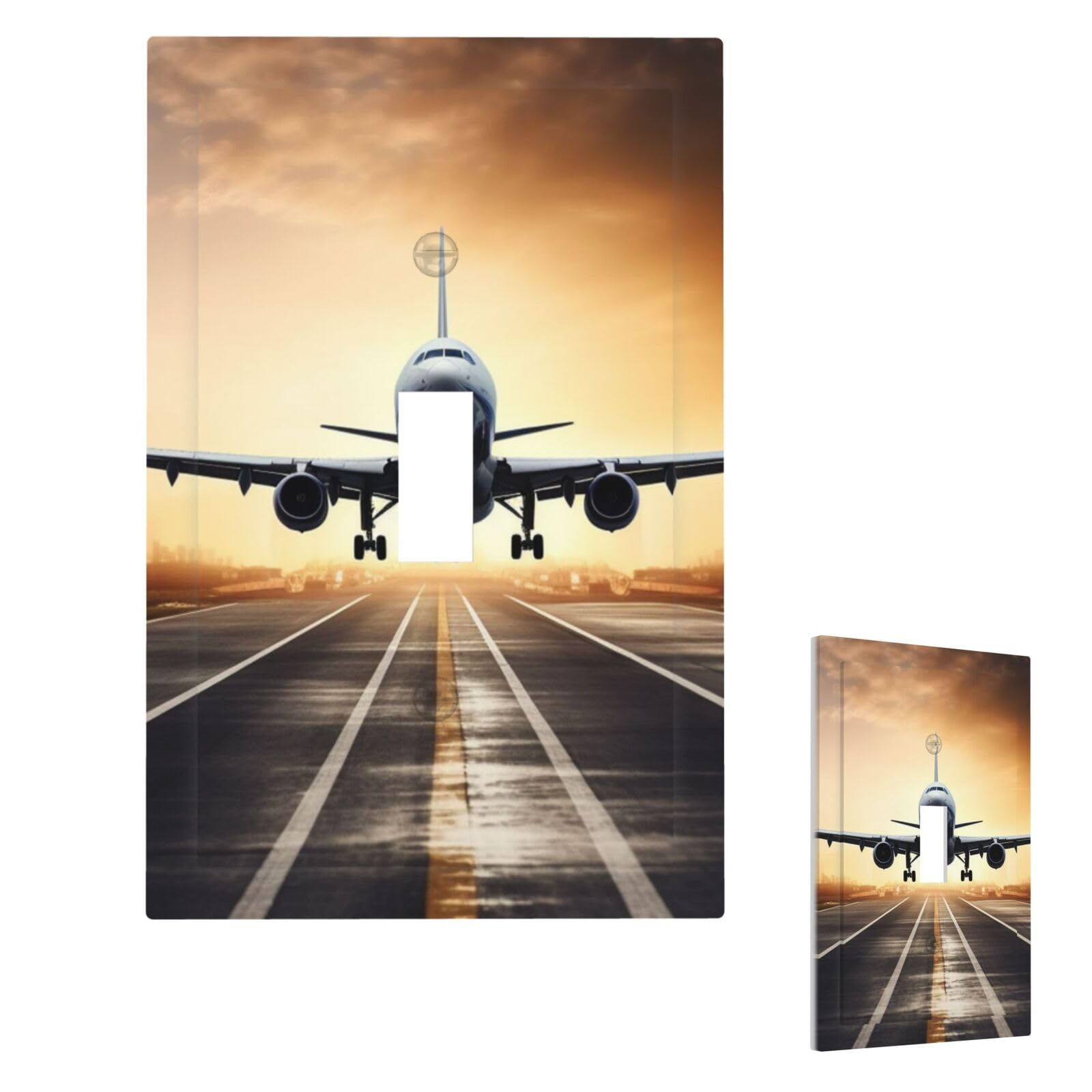 Fekiloot Single Toggle Backpack Airplane Wall Plate Cover Modern Decorative 1 Gang Light Switch Cover Unbreakable Receptacle Outlet Covers For Living Room Bedroom Home Decor