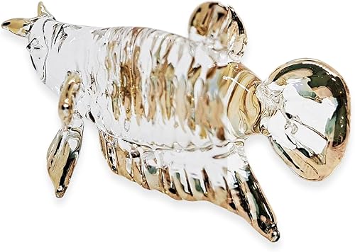 Miniatura 6 de WitnyStore Pequeña figura de pez Arowana de 2 pulgadas de largo, color dorado transparente, soplado a mano, vidrio pintado a mano, animales