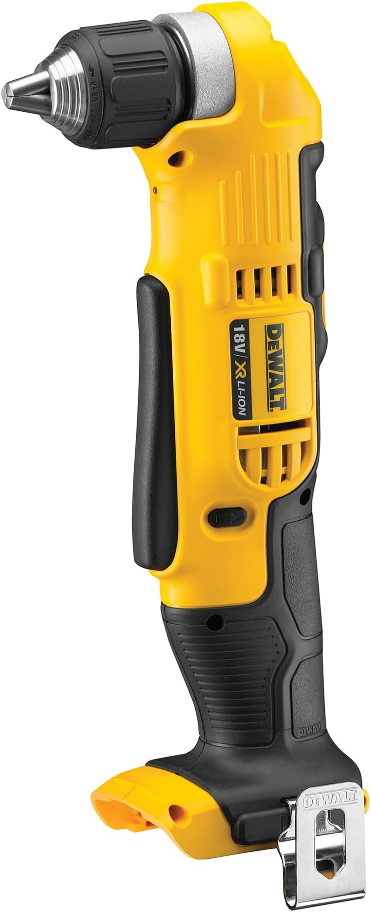 18V XR Right Angle Drill with Bit Holder and Belt Hook, DCD740N-XJ, Battery Powered, Yellow/Black