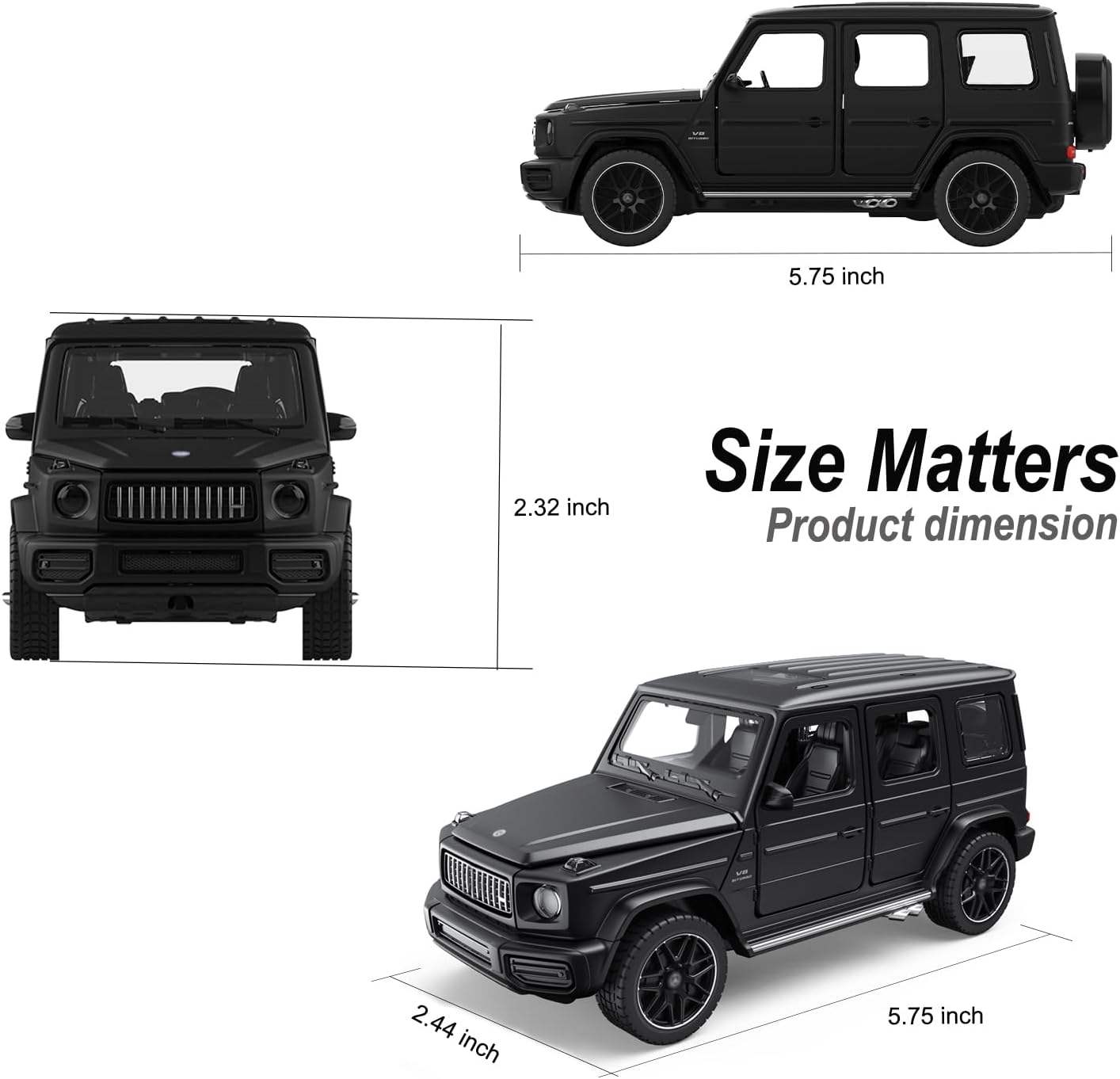 1:32 Off Road Diecast Model Cars for Mercedes AMG G63, Zinc Alloy G Wagon Pull Back Toy Car with Openable Doors and Hood for Adult Kids Boys Gift, Black