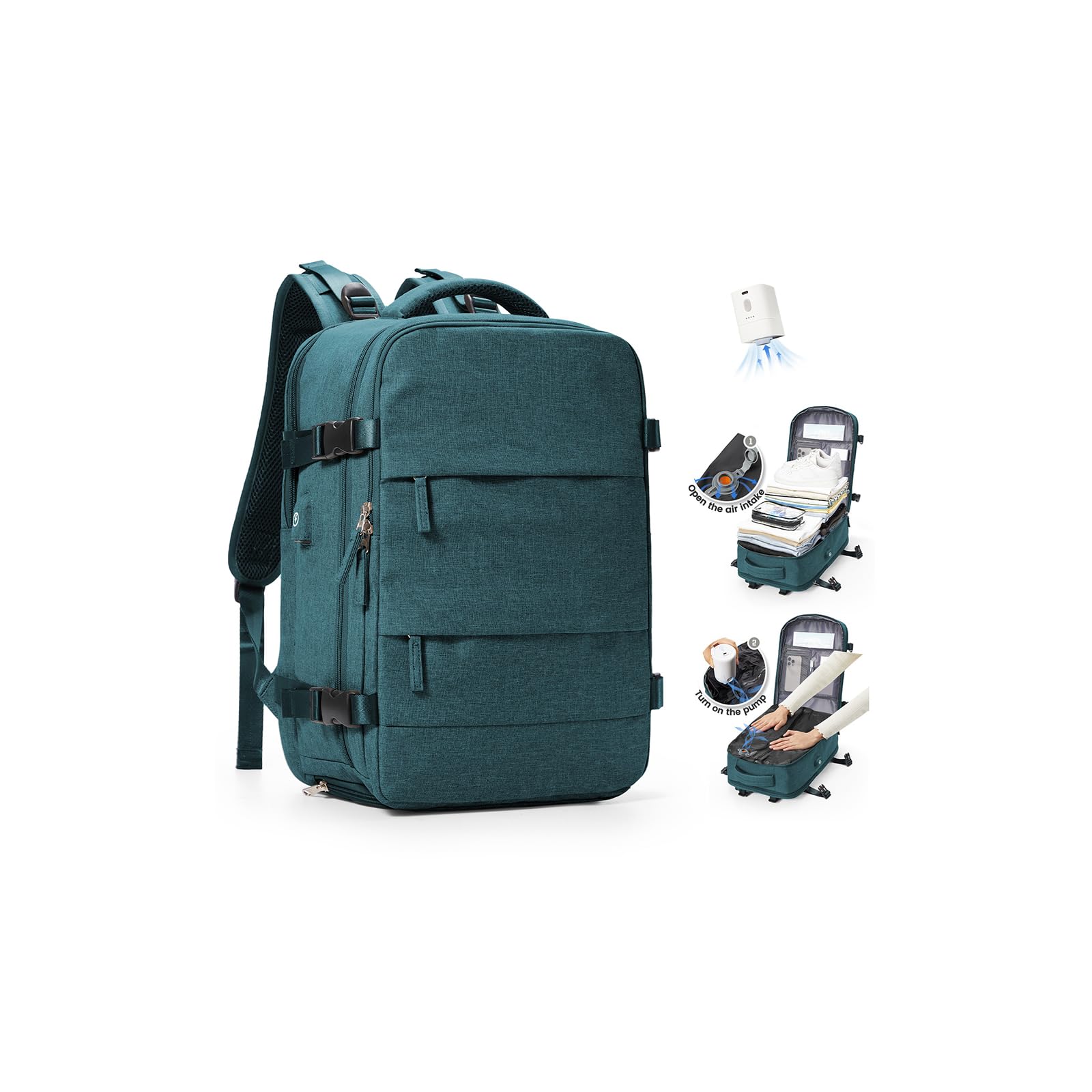 SZLX Zaino Ryanair 40x30x20 Sottovuoto con Pompa Zaino Ryanair 40x20x25 Donna Zaino da Viaggio Wizzair Bagaglio a Mano Uomo per Laptop da 14 Pollici Borse da Cabina 45x36x20 Easyjet con Porta Scarpe