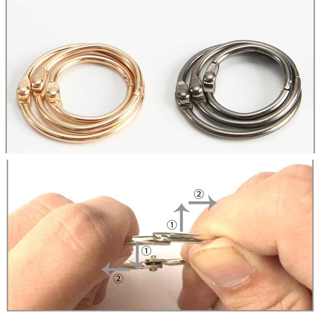 10 zestaw 50 sztuk metalowych pierścieni do segregatora, otwierane koła, luźne liście, obręcze do książek, na zawiasach, albumy, materiały do scrapbookingu, czarne wewnątrz, 20 mm