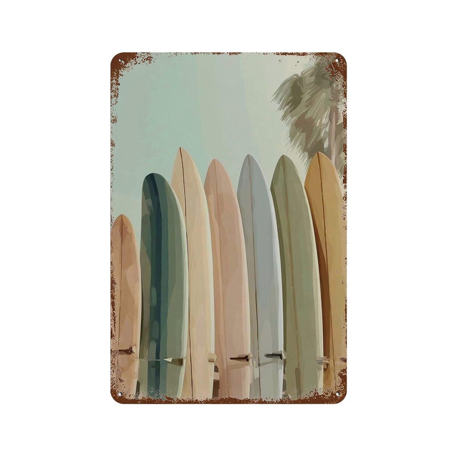 xiaoxiaoshen Muted Surfboards Beach Boho Minimalist Coastal House Surfer Nursery Wall Decor Art Metal Tin Poster Modern Home Decor Art Home Bar Shop Decorations Vintage Sign 30x20cm