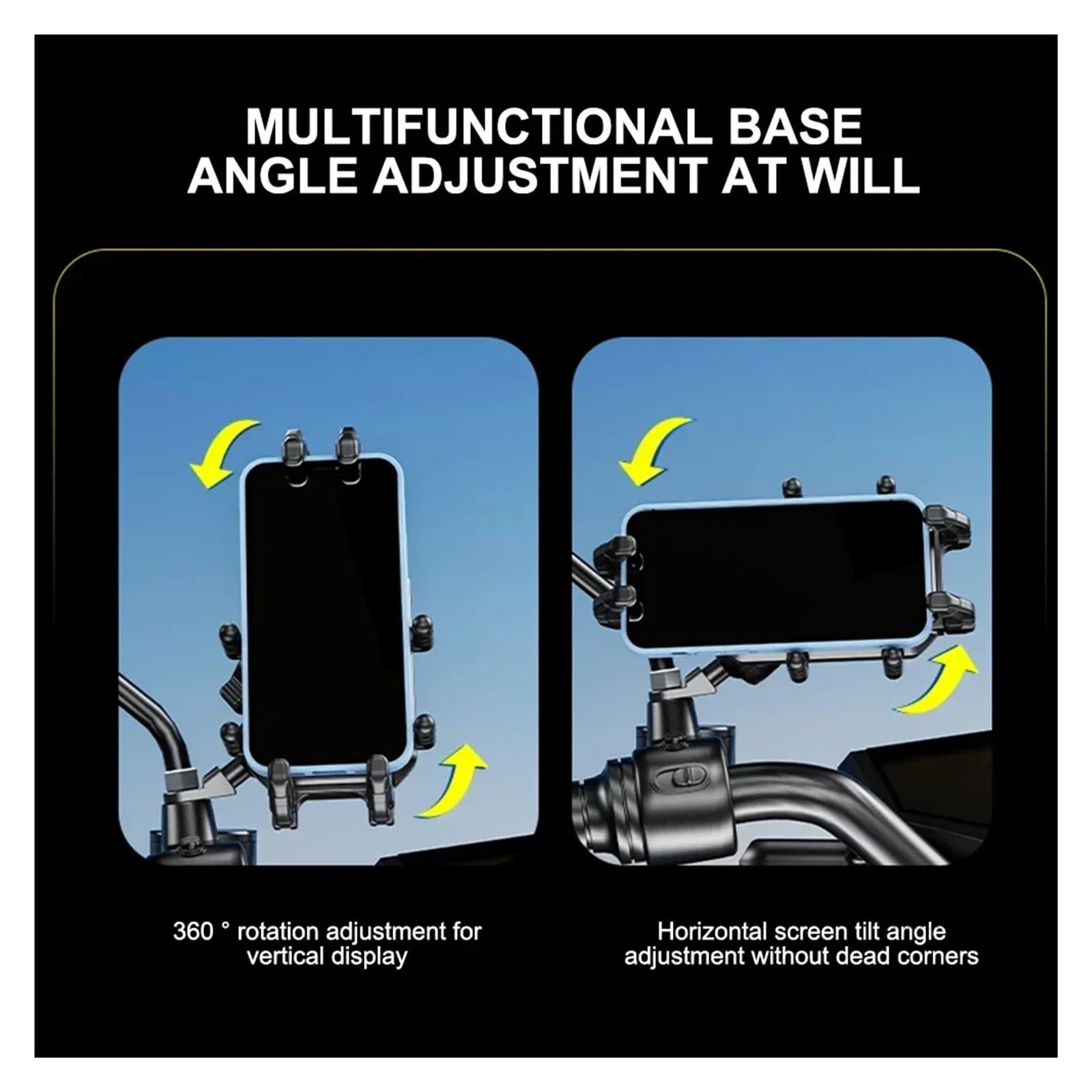 Telephone Moto Rotation Support Téléphone Avec Amortisseur Vibrations Verrouillage Sécurisé À Grande Vitesse Support Téléphone Portable Antivol Pour Guidon 5,4 À 7,2 Pouces Porte Téléphone Vélo(Rearvi