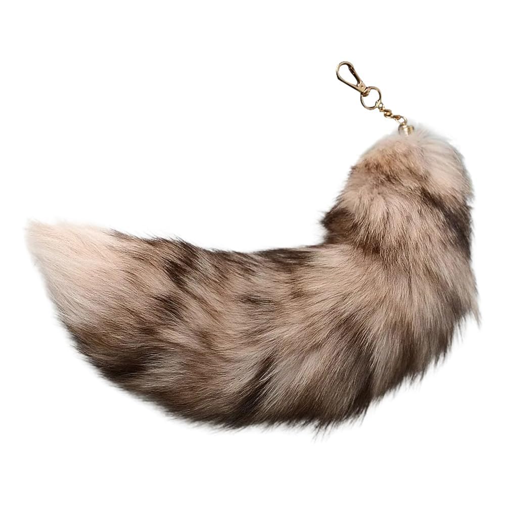 Faux Fur Tail Keychain for Women - 15.75 Inch (40cm) Soft Animal Tail Keyring Charm, Stylish Bag Accessory with Durable Metal Hook, Faux Fur Key Chain Pendant