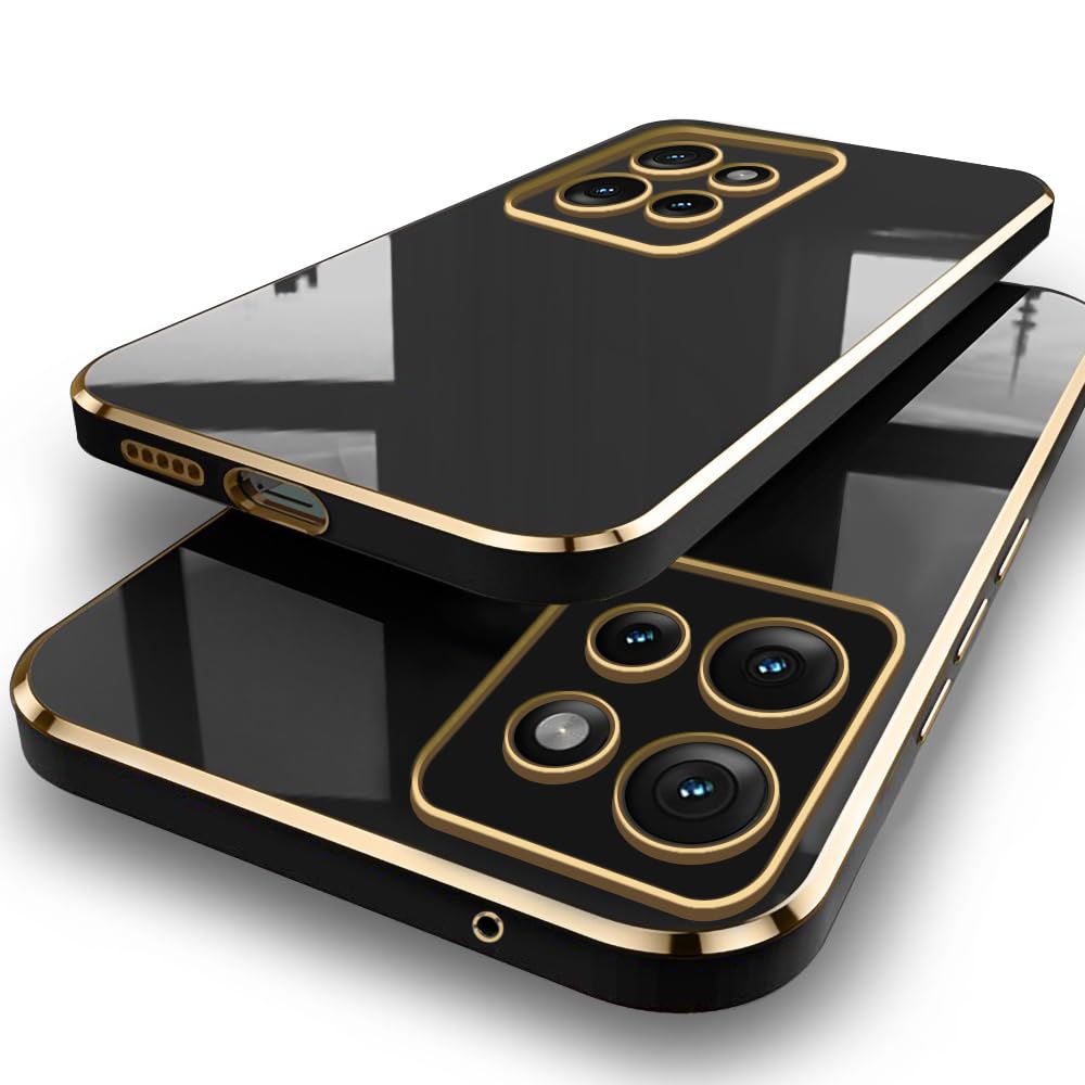 TheGiftKart Luxurious Golden-Plated Back Cover Case for Motorola Moto Edge 50 5G | Raised Lips for Camera & Screen Protection | Shockproof Design | Stylish Back Cover for Moto Edge 50 5G (TPU, Black) (B0DDBX3WG3) Amazon Price History, Amazon Price Tracker