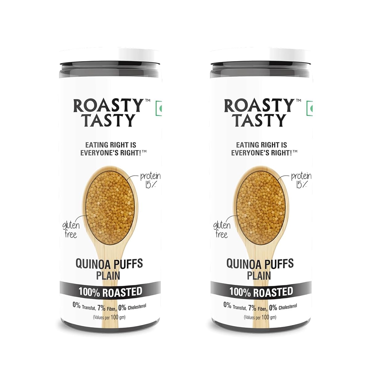 Roasty Tasty Plain Roasted Quinoa Puffs | Roasted Snacks | Healthy Snacks | Seed Snack | Crispy Puffed Snacks | Protein Puffs | Rich in Nutrients & Gluten Free | Diet Snacks | Pack of 2 (50g each) - 100g