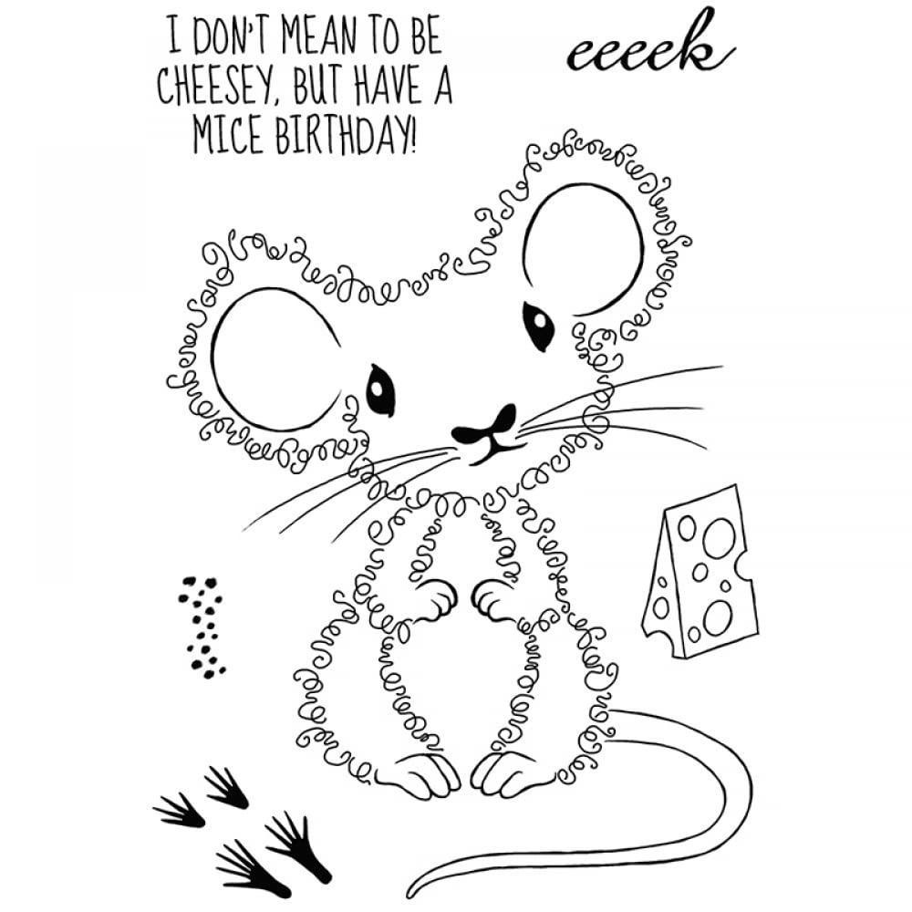 Animals Mouse Dies and Stamps Sets for Card Making DIY Scrapbooking I DON'T MEAN TO BE CHEESEY,BUT HAVE A MICE BIRTHADY Phrase Transparent Silicone Seal Stamps for Paper Crafting Metal Die Cuts Moulds