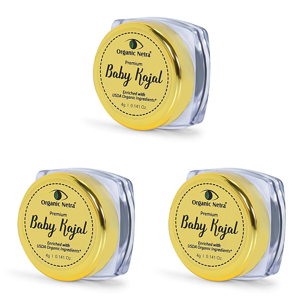 Organic Netra Baby Kajal 4g for Newborns Water-Resistant Smudgeproof Longlasting Enriched with Natural Organic Ingredients Safe for Sensitive Baby Skin No Harmful Chemicals Matte Finish (Pack of 3)-image-17