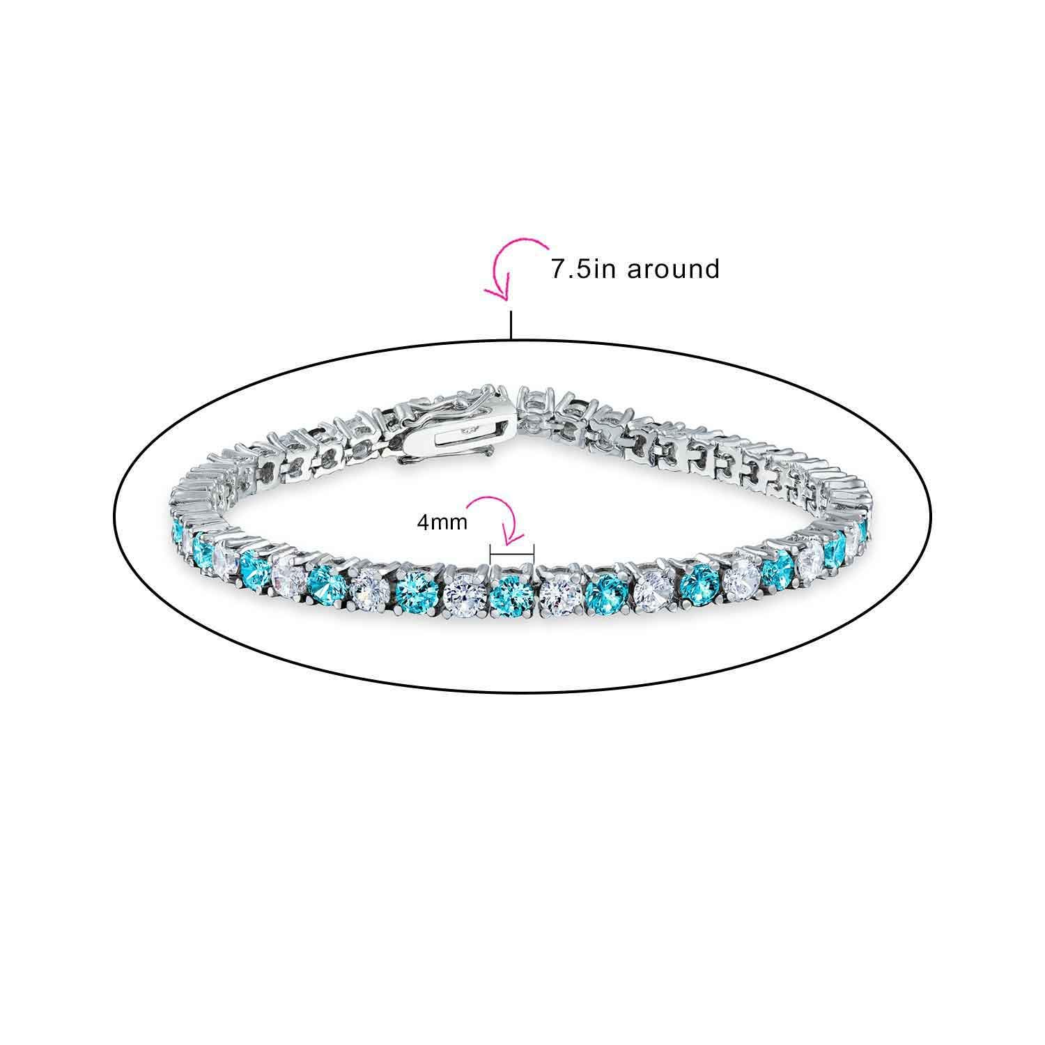 Alternando Zirconia Cubica Rotonda 12,00 Ct 4 Prong Basket Set Solitaire Aaa Cz Bracciale Da Tennis Per Le Donne Prom Sposa Placcato In Argento Simulato Gioiello Colore Birthstone 7,5 Pollici