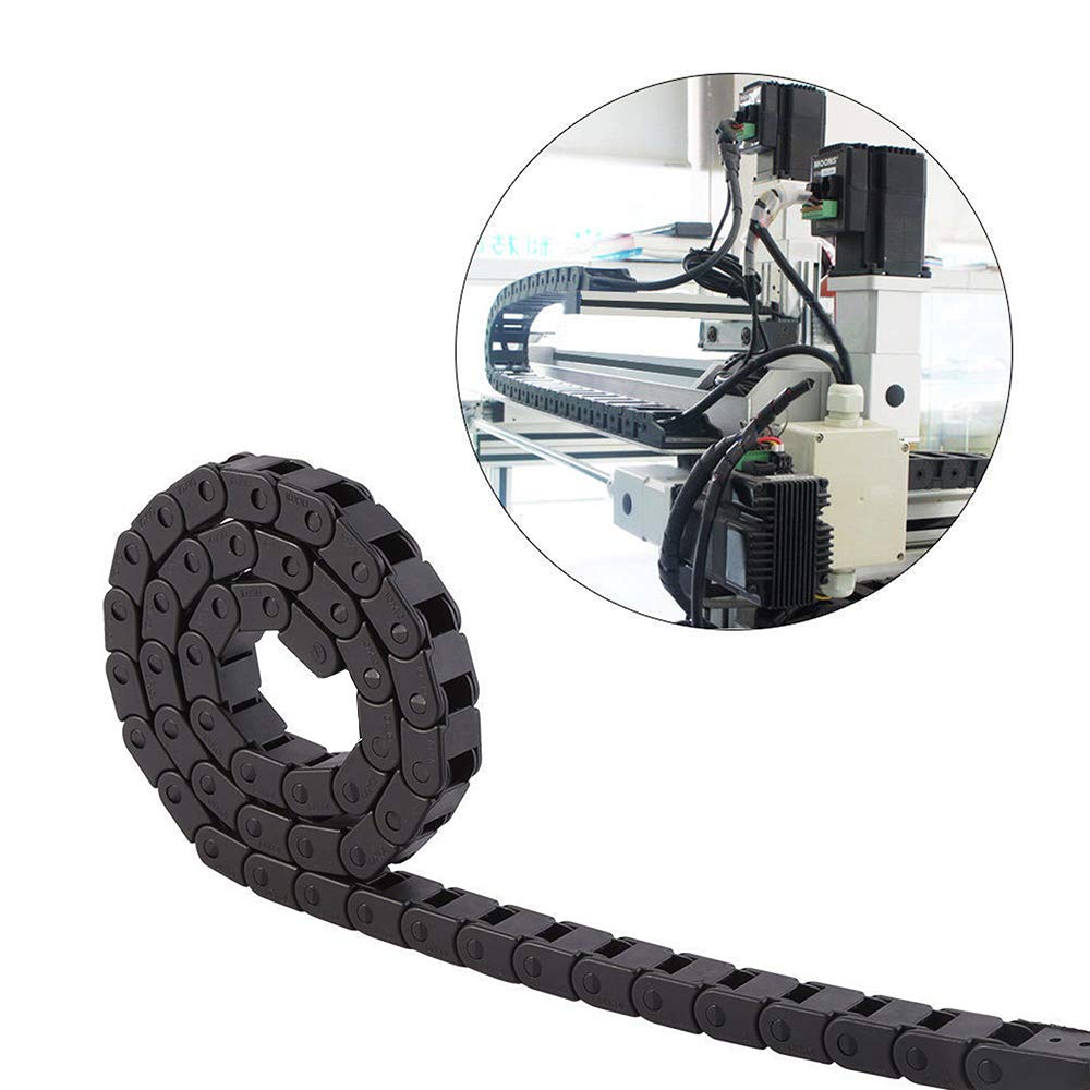 Catena Portacavi 1 Metro Per Macchinari – 10x20 Mm Interno, 15x27 Mm Esterno, Nero, Plastica