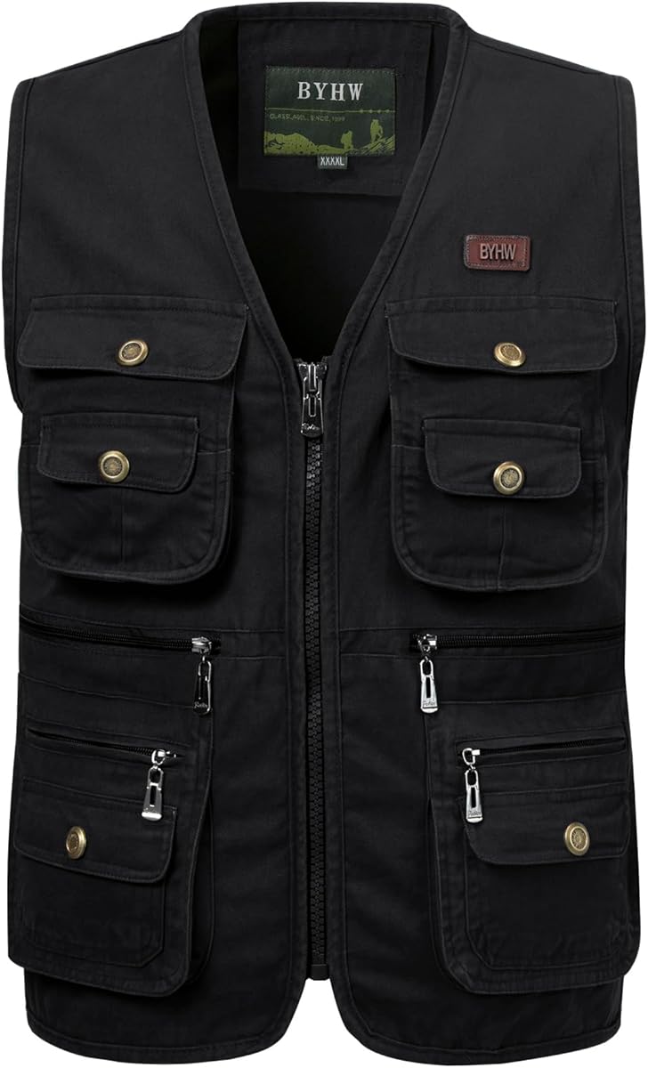Uomo Gilet Multitasca Fotografi Gilet da Pesca Caccia Giubbini Reporter Senza Maniche Gilet Sportivo Smanicato da Lavoro