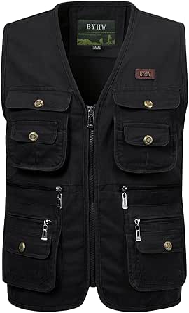 Uomo Gilet Multitasca Fotografi Gilet da Pesca Caccia Giubbini Reporter Senza Maniche Gilet Sportivo Smanicato da Lavoro