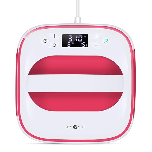 HTVRONT Heat Press Machine for T Shirts, 10"X10" Portable T Shirt Press Machine, Fast Heat-up Iron Press Heat Transfer Machine for Hat, Vinyl, Sublimation (Raspberry)