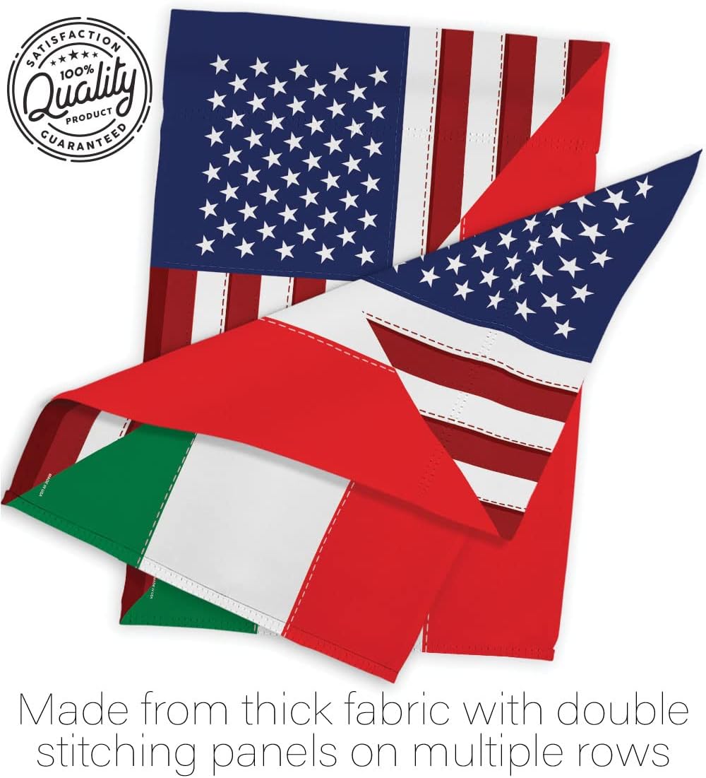 Breeze Decor US Italian Friendship Garden Flag Regional American Alliance World Country Particular Area House Banner Small Yard Double-Sided, 13"x18.5", Decorations Gifts Made in USA