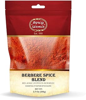 Spicy World Berbere Spice Blend 3.5oz - Authentic Ethiopian 14-Spice Mix, Hand-Blended for Bold Flavorful Dishes