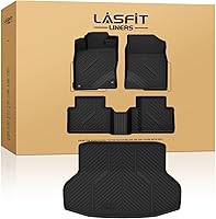 Vista 19 de LASFIT - Tapete de piso y maletero para automóvil, se adapta a asientos traseros con o sin puertos USB, revestimientos de elastómero termoplástico