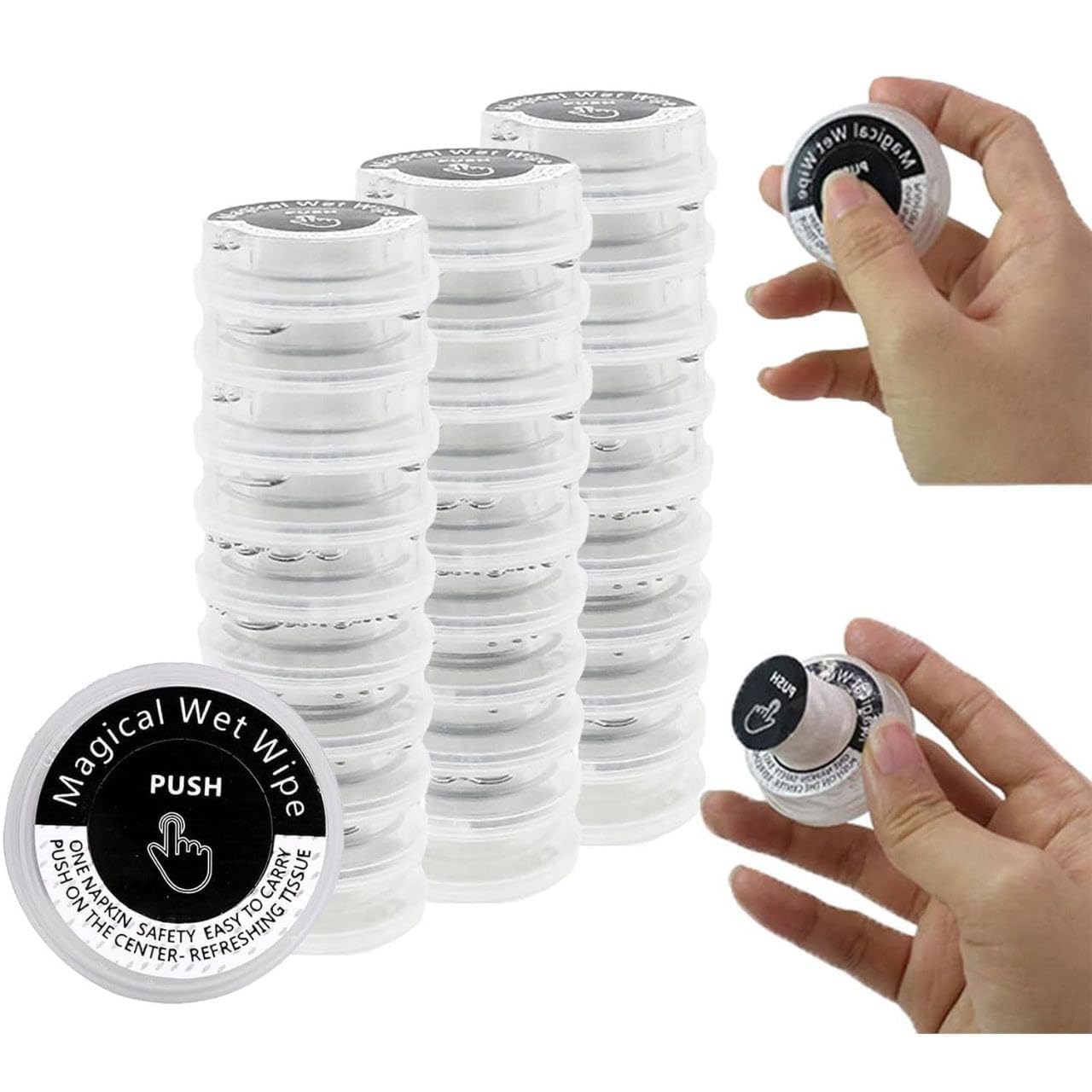 BBD kitchen shop Pressed Portable Wet And Dry Wipes,Press Pop up Hand Wipes,Hand Pop Wipes,Non-stimulating,Multi Purpose Expandable Press Hand Wipes for Travel (Pack of 2 Pcs)