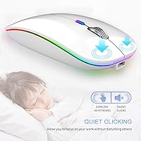 Vista 3 de TENMOS Ratón Bluetooth inalámbrico, LED delgado (Bluetooth 5.1 + USB) 2.4 GHz recargable silencioso Bluetooth inalámbrico mouse inalámbrico