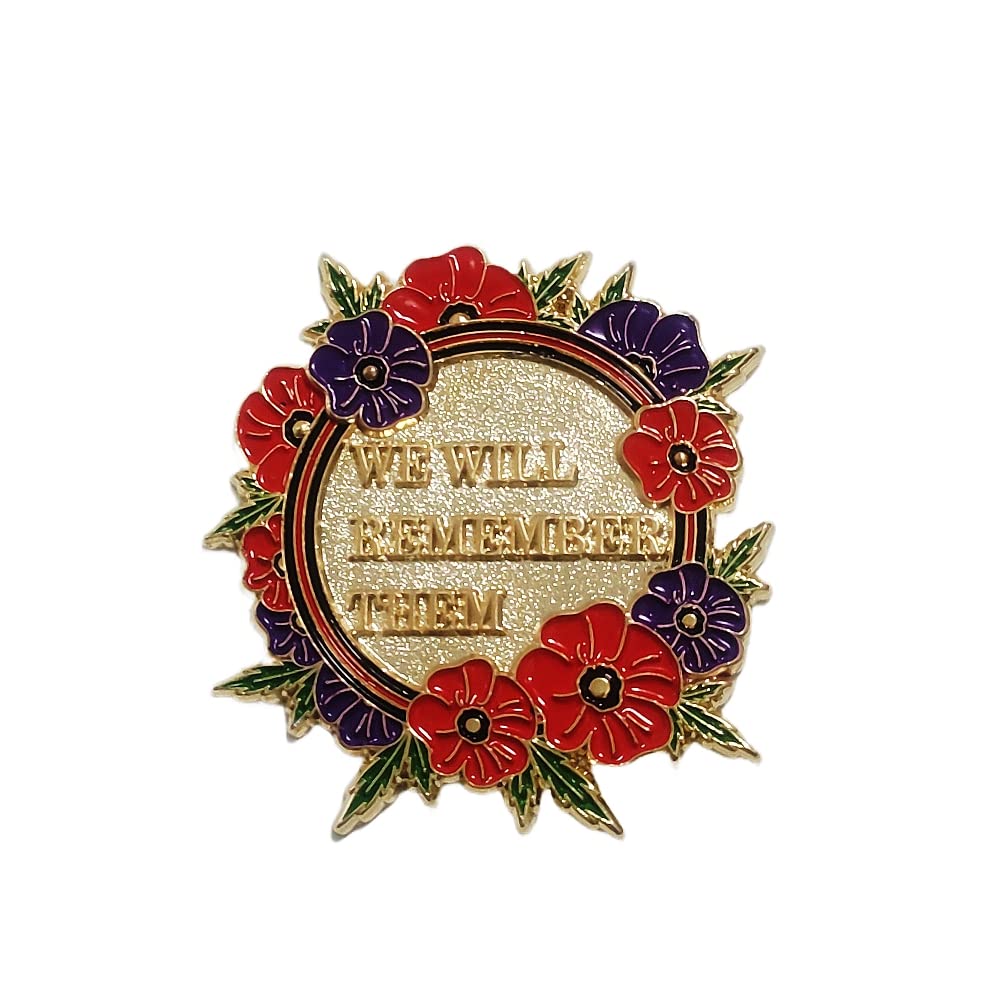 LevviyeWe Will Remember Them Remembrance Day Red Poppy Lapel Pin Badge Brooch Decorations Veteran Gifts Memorabilia, Metal