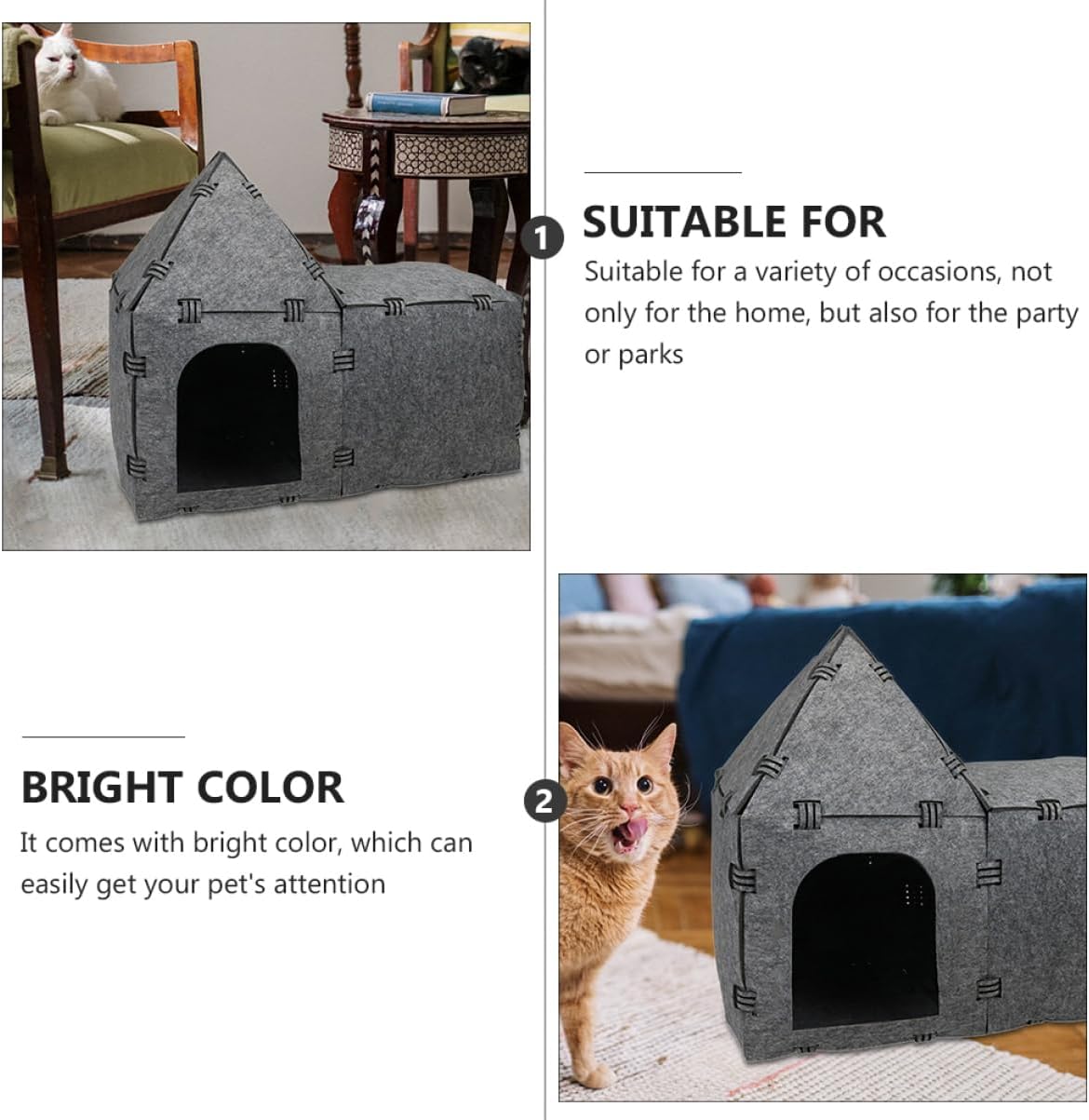 Creative Cat Tunnel House Felt Nest for Indoor Cats Pet Play Tunnel Portable Kitten House for Home Outdoor Fun