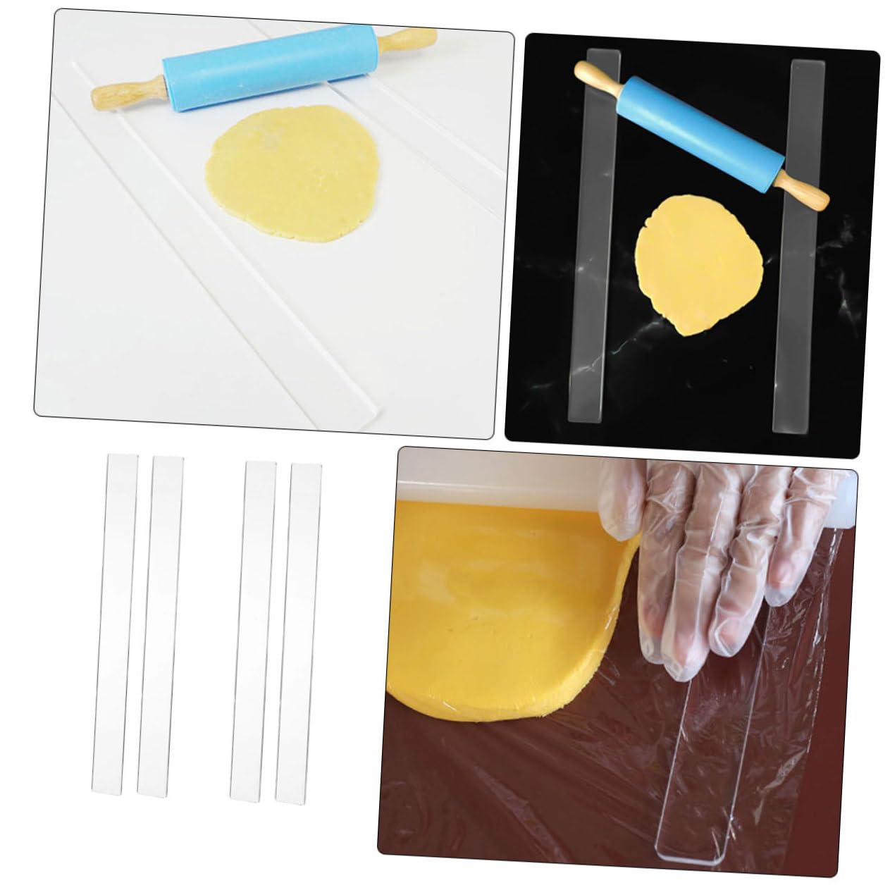 Cabilock 8paare Nudelholz Abstandshalter Teigroller Führungsstäbe Teigdickenmesser Für Gleichmäßiges Backen Vielseitig Einsetzbar Für Kekse Pizza Fondant