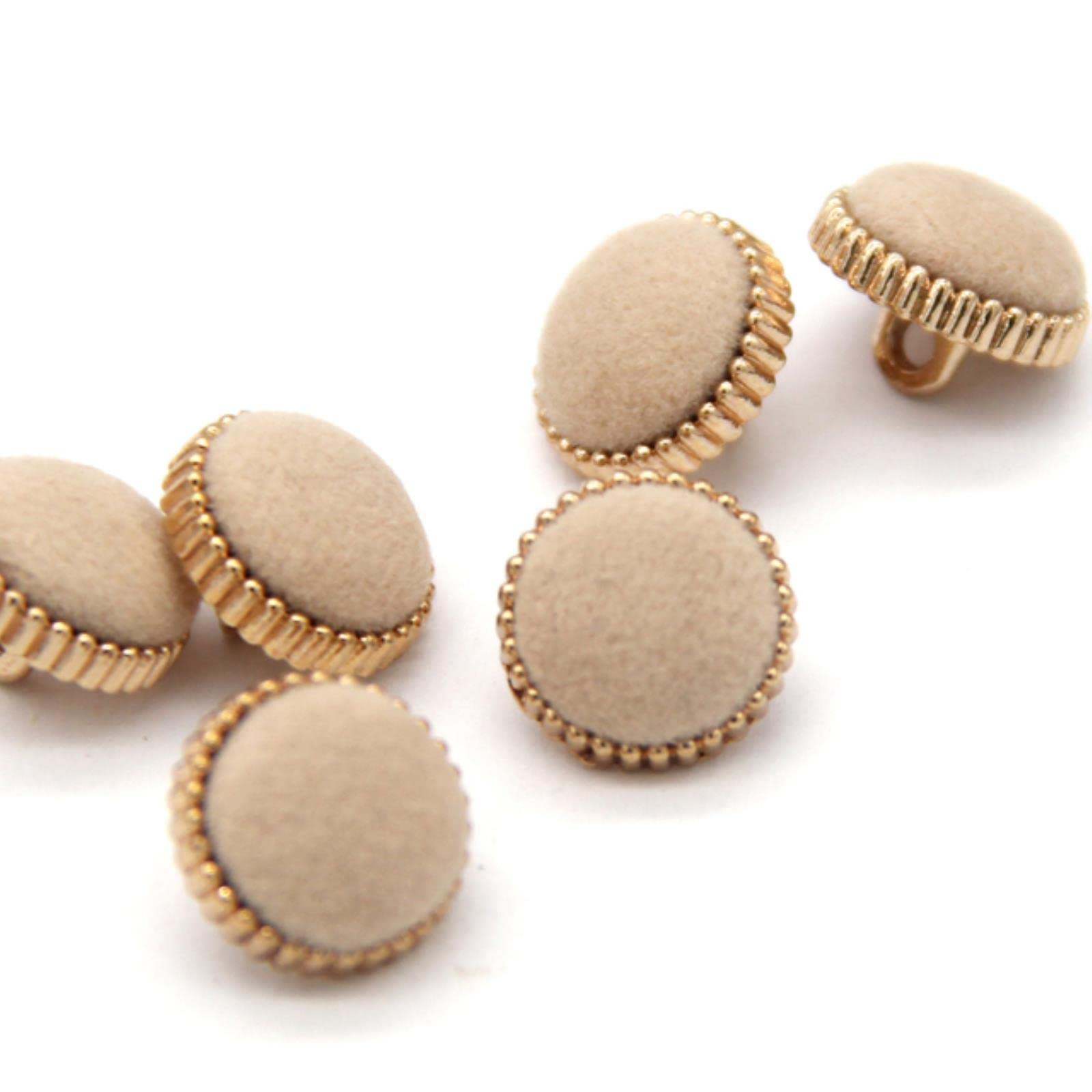 Pikolak, Guziki, 6 szt. 13mm tweedowa tkanina pokryta metalowym chwytem guziki do sukienki na ubrania koszula bluzka dekoracje DIY akcesoria szycia-czarny(Beige)