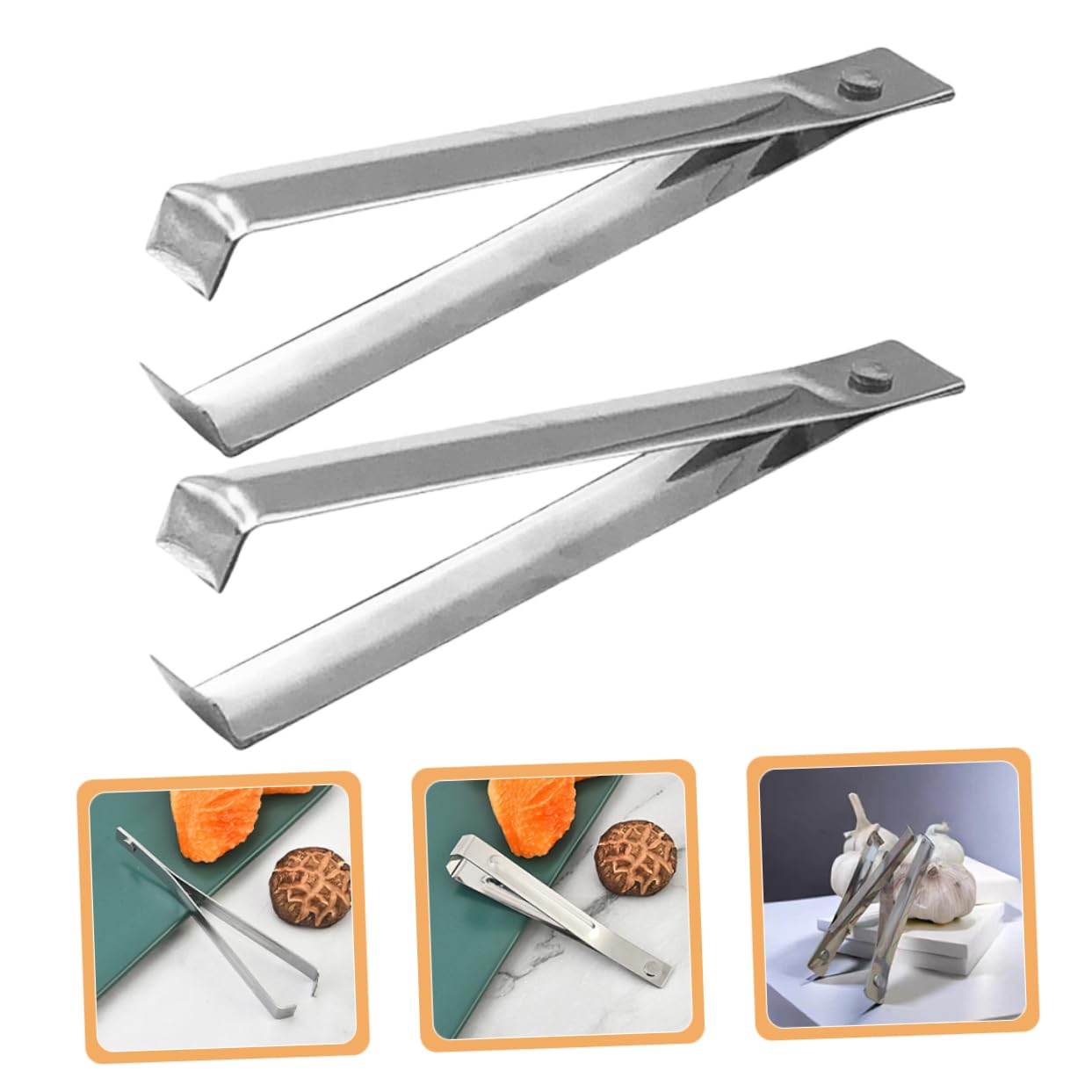Unomor Stainless Steel Garlic Peeler Garlic Tweezer Garlic Skin Remover Tool Metal Manual Peeling Tool Easy to Cle