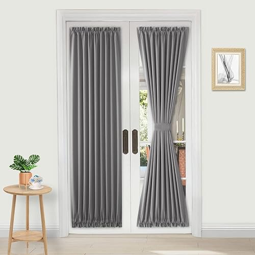 Miniatura 169 de DWCN Cortinas para puerta francesa: cortina térmica con bolsillo para barra para puertas con ventana de cristal, puertas de cocina y patio