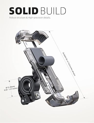 Miniatura 5 de Lamicall Soporte de teléfono para motocicleta, soporte para bicicleta, soporte para bicicleta para teléfono celular, clip para manillar de bicicleta