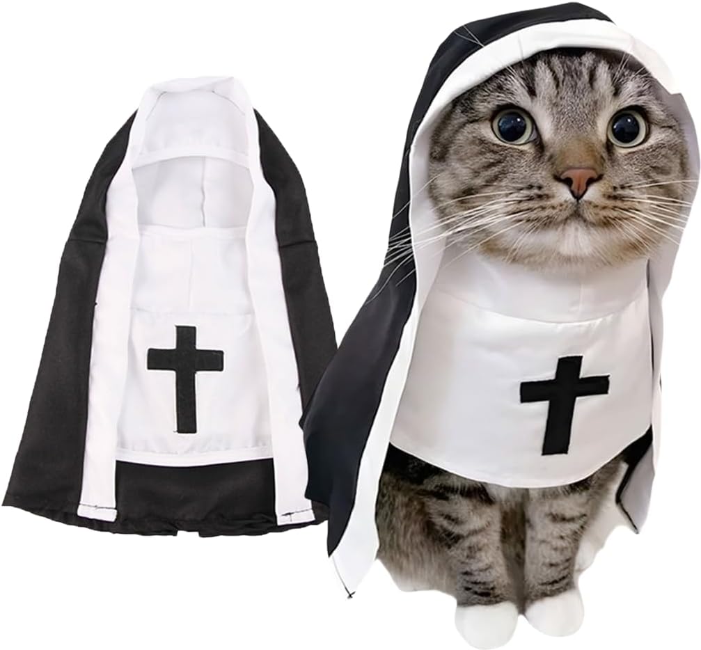 Disfraz de monja para perro, negro, talla mediana