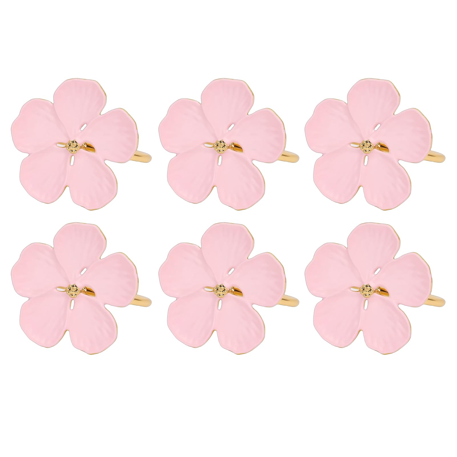 Portatovaglioli Floreali Anelli Portatovaglioli in Lega di Fiori Delicati Decorazioni per la Tavola per Feste 6 Pezzi per Cene di Nozze (Roseo)
