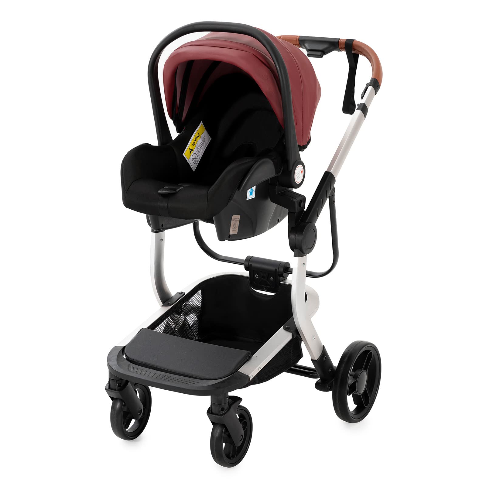 Magic ZC Carrito Bebe 3 en 1, Carro de Bebe 3 Piezas con Empuje Reversible de Dos Vías, Carrito con Diseño Portátil Plegable de Un Clic, Cochecito 3 Piezas con Accesorios (rojo 518)