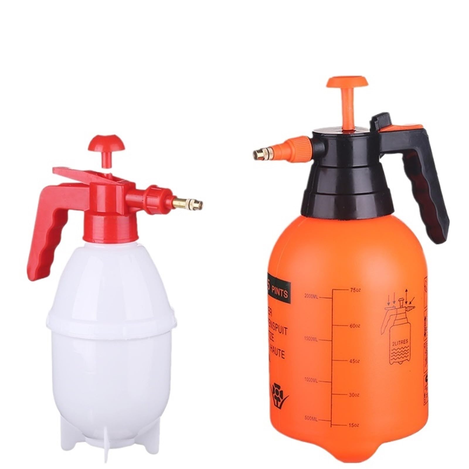 Pusta butelka ze spryskiwaczem, 2-częściowy ręczny spryskiwacz do wody z pompką powietrza, ogrodowym, konewka czyszczenia samochodu(2pcs 0.8l White)