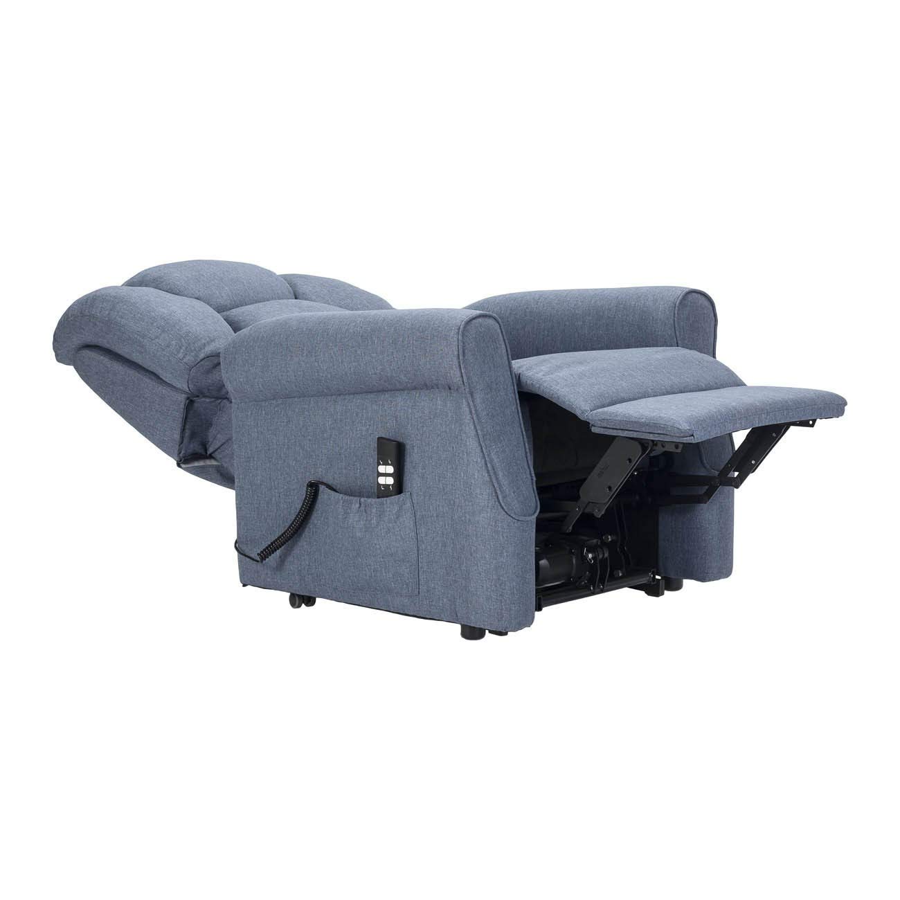 Angela 2 Moteurs Fauteuil releveur Relax Dispositif Médical système de Roue Doux siège à Micro-Ressorts résistant aux Taches fauteuils inclinables Bleu Denim